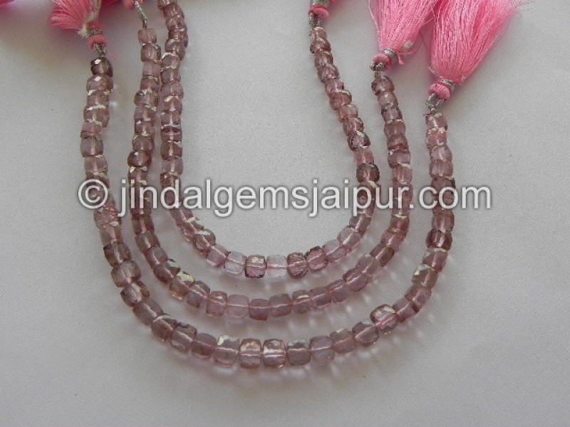 Pink Quartz Faceted Cube